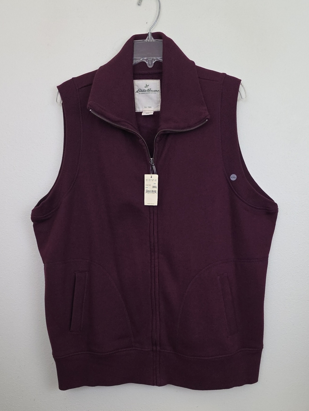 NWT Eddie Bauer Burgundy Wine Fleece Zip Vest Womens XXL